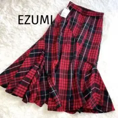 EZUMI エズミ チェック柄マキシスカート アシンメトリー ウール