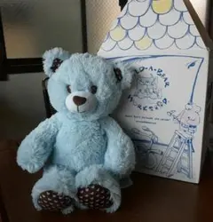 BUILD-A-BEAR ビルドアベア くまぬいぐるみ　水色　ハート柄　中古品
