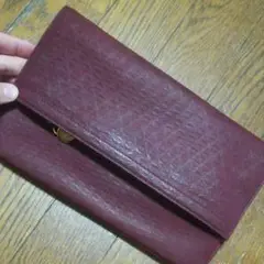 50A 美品 オールドクロエ Chloe クラッチバッグ 小豆色 レザー ロゴ