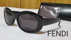 正規 フェンディ ラウンドフルフレームサングラス 黒×グラデーションロゴ 付属有