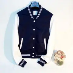 ローリーズファーム LOWRYS FARM スタジャン M ネイビー/ホワイト