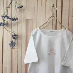 90s レトロ ヴィンテージ 羊 アニマル ロゴ刺繍 ホワイト 半袖Tシャツ
