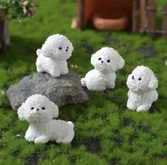 インテリア 置き物 プードル ミニチュア 4セット オブジェ 小物 ガーゲニング