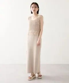 ミスティック　フリンジニットベストワンピースSET
