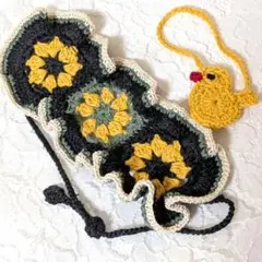 〈黒色×緑色×黄色×白色〉ぬい服　ヘッドドレス　ポシェット　ちびぐるみ　にじぬい