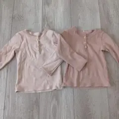 美品　ベージュ 長袖 Tシャツ 80cm　2点セット