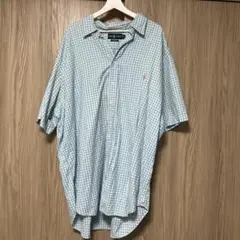 ポロ 半袖シャツ 水色 ギンガムチェック