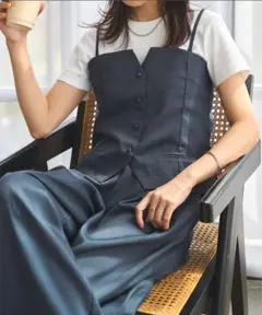kobelettuce 麻タッチキャミベストメタックパンツセットアッ