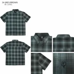 L新品チャコールグレーブラウンYAGOヤゴオンブレーチェック半袖シャツ