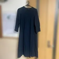 ネイビー長袖シャツワンピース　Ｌ