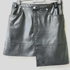 AMYER レザーミニスカート黒フリーブラック