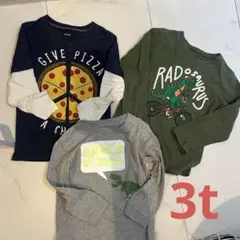 キッズT3点セット　ピザ・恐竜・サウルス カーターズ　3t 長袖　秋