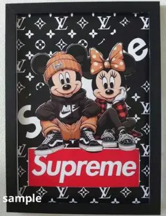 A4ポスターフレーム付き壁掛けSupremeNIKEVansミッキーマウス①