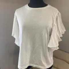 フリル袖 ホワイト Tシャツ　Mサイズ