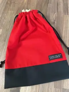 ハンドメイド　体操着袋　レッド　ブラック　シンプル　男の子