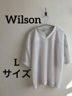 ウィルソン　Wilson ホワイト メッシュ Vネック 半袖シャツ【 Lサイズ】