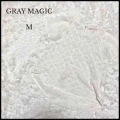 美品【GRAY MAGIC】グレイマジック 半袖レースブラウス M ホワイト
