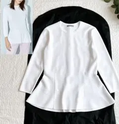 未使用級✨ 24SS セオリーリュクス ニット ペプラム クルーネック 7部袖