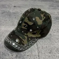 -迷彩柄 rhinestone opium cap Y2K