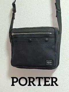 PORTER★ブラック＋ブラックライン、軽量ショルダーバッグ、良品美品