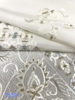 付け下げ 刺繍 白地 正絹 反物