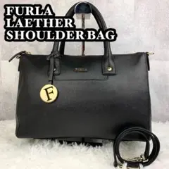 大容量✨️FURLA レザー 2WAYショルダーバッグ リンダ 黒 肩がけ
