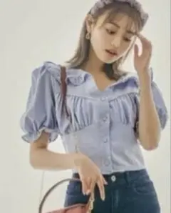 GRL 新品 フリルカラーショート丈ブラウス M 【at1513】