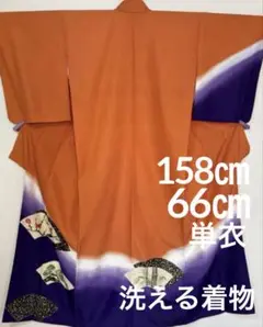 洗える着物　単衣　訪問着　扇紙　158㎝　化繊　ポリエステル　2508-19