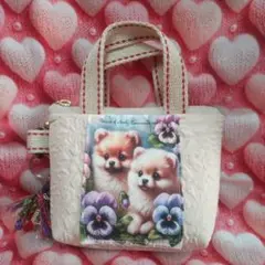 ポメラニアン♡バック型ミニポーチ(handmade)