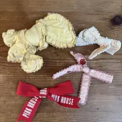 ピンクハウスのリボンモチーフ3個と、ピンクハウスリボン