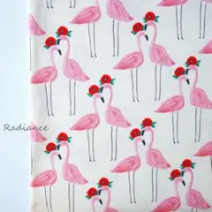 SALE349.オシャレなフラミンゴさん☆薄めオックス☆生地☆クリーム