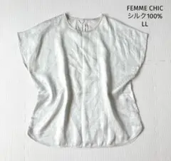 ファムシック FEMME CHIC シルク 絹 ブラウス 半袖 ペイズリー柄LL