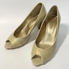 【美品】ブージュルード オープントゥ パンプス 24cm ベージュ
