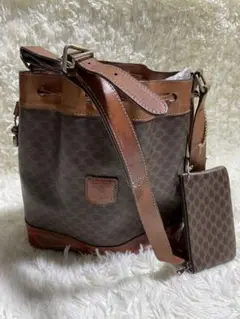 高級 CELINE セリーヌ ショルダーバッグ バケツバッグ マカダム柄
