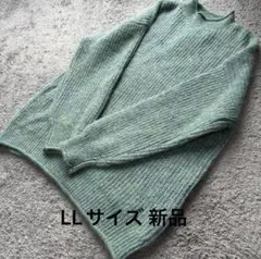 season reason アルパカ混ミックスグリーンロングニット LL新品