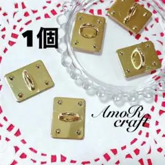 スクエア　1個　ゴールド　キーリングハンガー　ストラップ　金具　パーツ　アモール