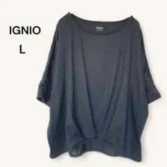 IGNIO カットソー Tシャツ ドルマンスリーブ ブラック 黒 L