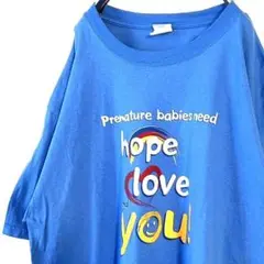 アンビル hope love you Tシャツ XL ブルー 青 古着