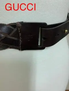 GUCCI レザー編みベルト