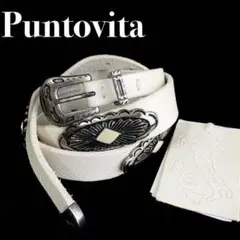希少『Puntovita』コンチョ レザー ベルト ホワイト