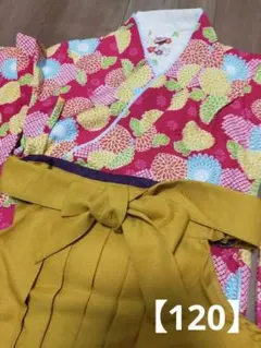 【着用1回】【120】京越屋　かんたん袴　上下2点セット　2：紅菊の輪舞