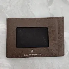 SMART PEOPLE パスケース カードホルダー ブラウン シンプルデザイン