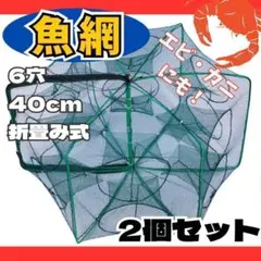 6穴お魚キラー 2個セット　直径40cm　もんどりカゴ 魚釣り 折りたたみ網かご