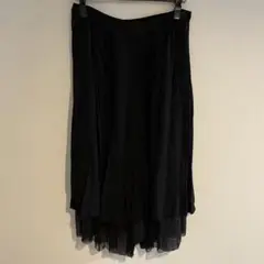 natuRAL vintage シフォン レイヤード 黒スカート風パンツ