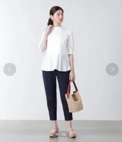 EPOCA THE SHOP ピンタック　フリル　ブラウス　ペプラム　ホワイト