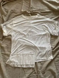 MM 6 Tシャツ ホワイト プリーツ付き