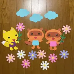 壁面飾り【コスモス畑】　秋　9月10月　保育教材　画用紙