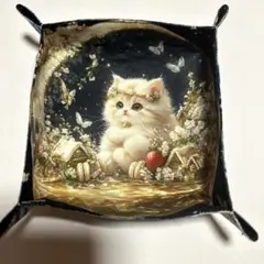 ハンドメイド　ファブリックトレイ　ねこ柄