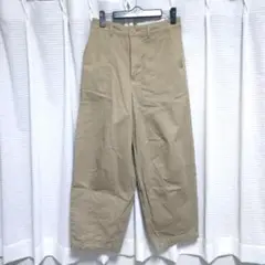 self service ベージュ フロント ワイドパンツ チノパン　L