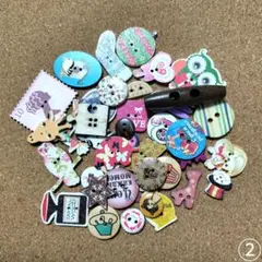 ウッドボタン40個 詰め合わせ②　ハンドメイド　ウッドボタンまとめ売り